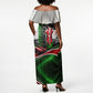 Kenya Jamhuri Day Off Shoulder Maxi Dress Kenyan Flag Raised Fist Maasai Spear Landscape