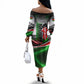 Kenya Jamhuri Day Off The Shoulder Long Sleeve Dress Kenyan Flag Raised Fist Maasai Spear Landscape