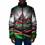 Kenya Jamhuri Day Padded Jacket Kenyan Flag Raised Fist Maasai Spear Landscape