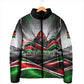 Kenya Jamhuri Day Padded Jacket Kenyan Flag Raised Fist Maasai Spear Landscape