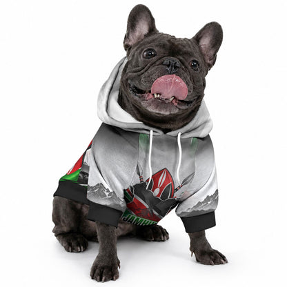 Kenya Jamhuri Day Pet Hoodie Kenyan Flag Raised Fist Maasai Spear Landscape