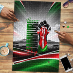 Kenya Jamhuri Day Puzzle Kenyan Flag Raised Fist Maasai Spear Landscape