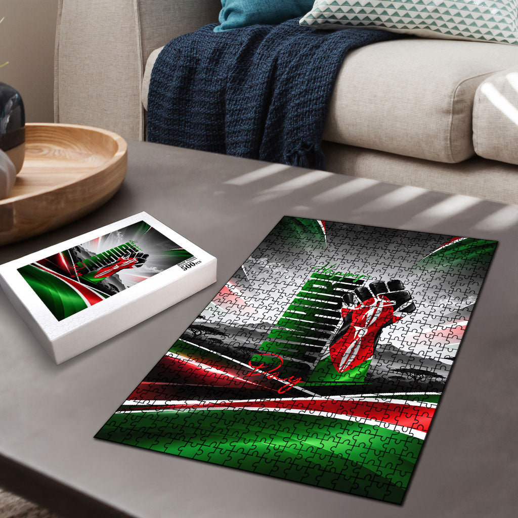 Kenya Jamhuri Day Puzzle Kenyan Flag Raised Fist Maasai Spear Landscape
