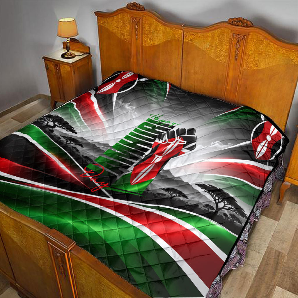 Kenya Jamhuri Day Quilt Kenyan Flag Raised Fist Maasai Spear Landscape
