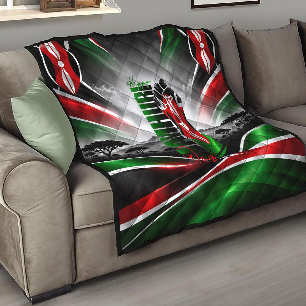 Kenya Jamhuri Day Quilt Kenyan Flag Raised Fist Maasai Spear Landscape