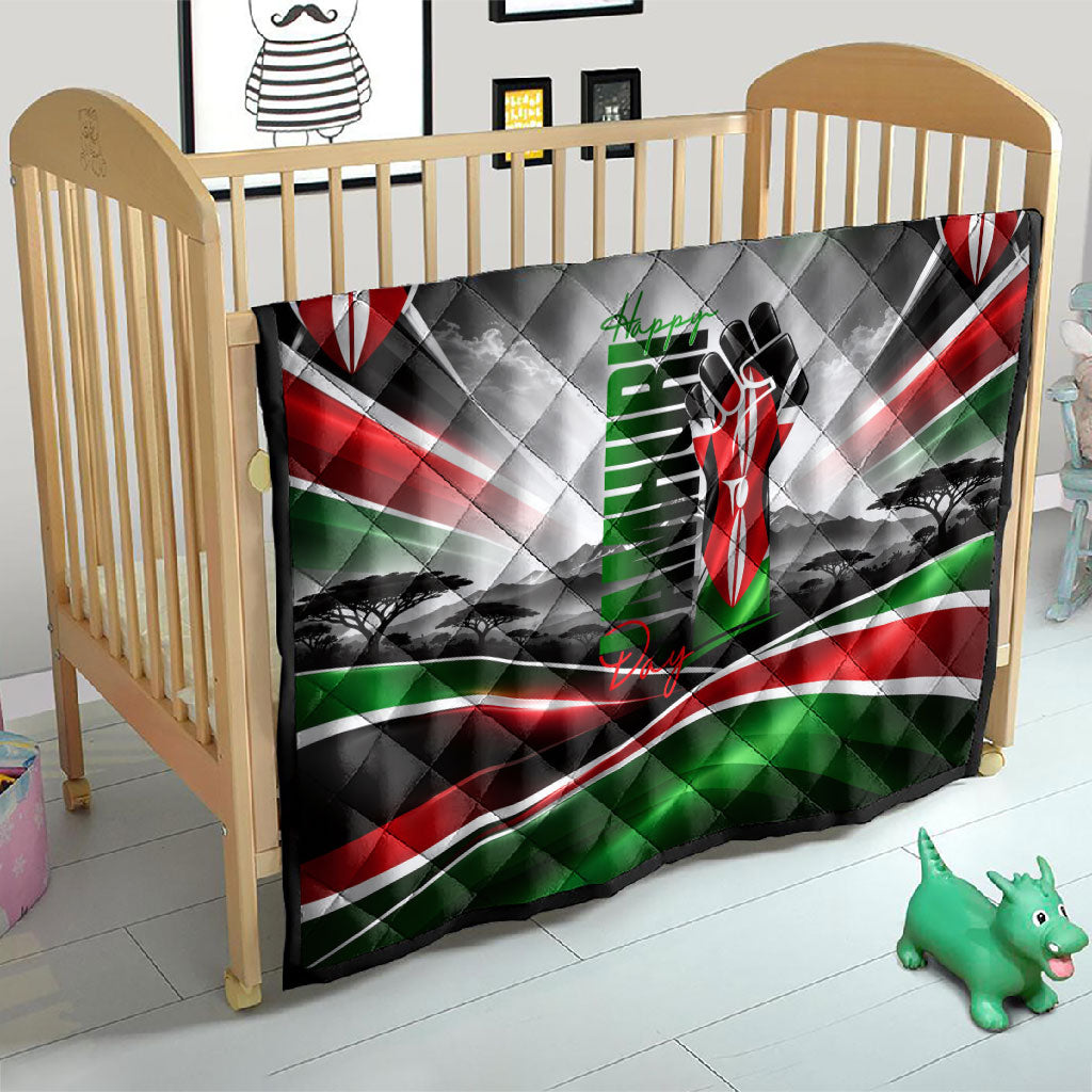 Kenya Jamhuri Day Quilt Kenyan Flag Raised Fist Maasai Spear Landscape