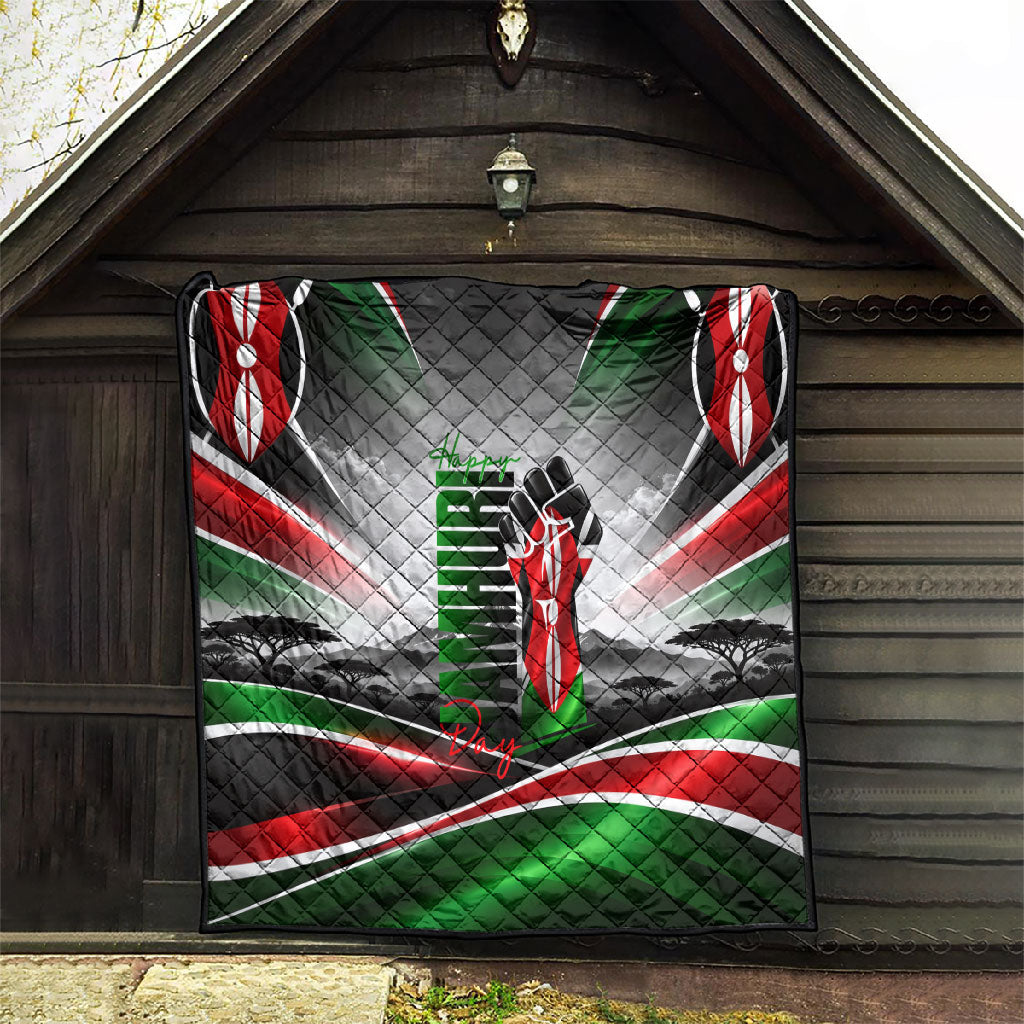 Kenya Jamhuri Day Quilt Kenyan Flag Raised Fist Maasai Spear Landscape