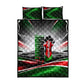 Kenya Jamhuri Day Quilt Bed Set Kenyan Flag Raised Fist Maasai Spear Landscape