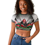 Kenya Jamhuri Day Raglan Cropped T shirt Kenyan Flag Raised Fist Maasai Spear Landscape