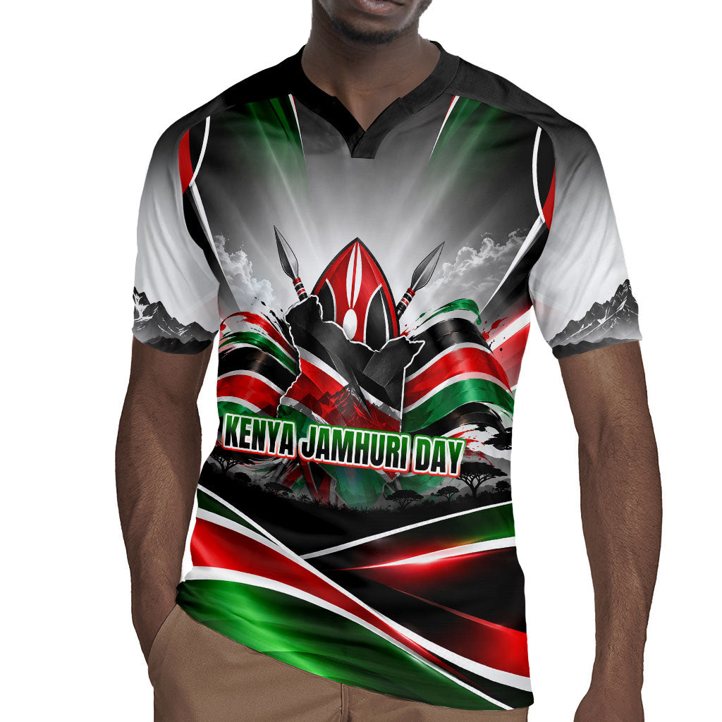 Kenya Jamhuri Day Rugby Jersey Kenyan Flag Raised Fist Maasai Spear Landscape