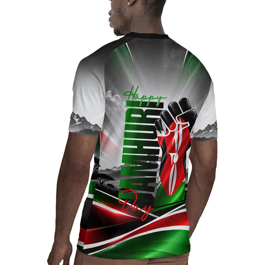 Kenya Jamhuri Day Rugby Jersey Kenyan Flag Raised Fist Maasai Spear Landscape