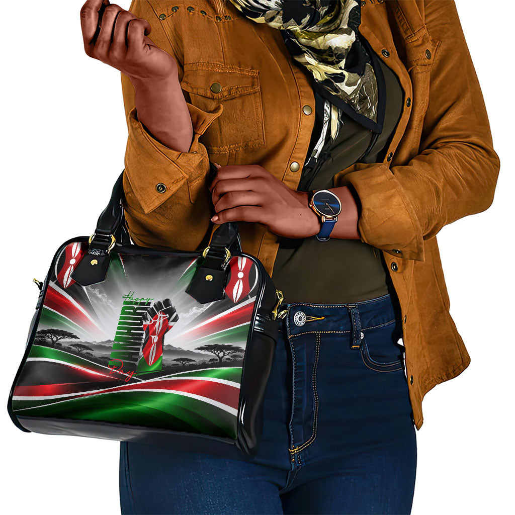 Kenya Jamhuri Day Shoulder Handbag Kenyan Flag Raised Fist Maasai Spear Landscape
