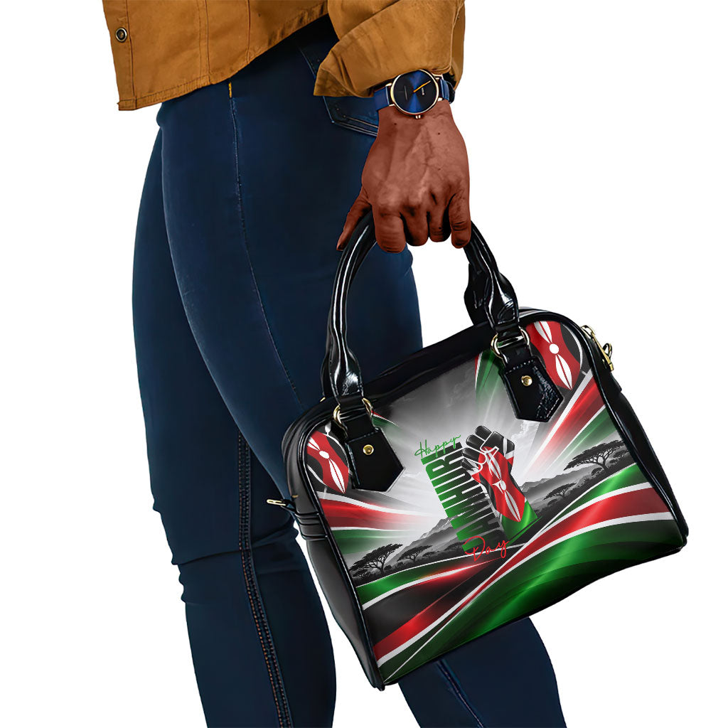 Kenya Jamhuri Day Shoulder Handbag Kenyan Flag Raised Fist Maasai Spear Landscape