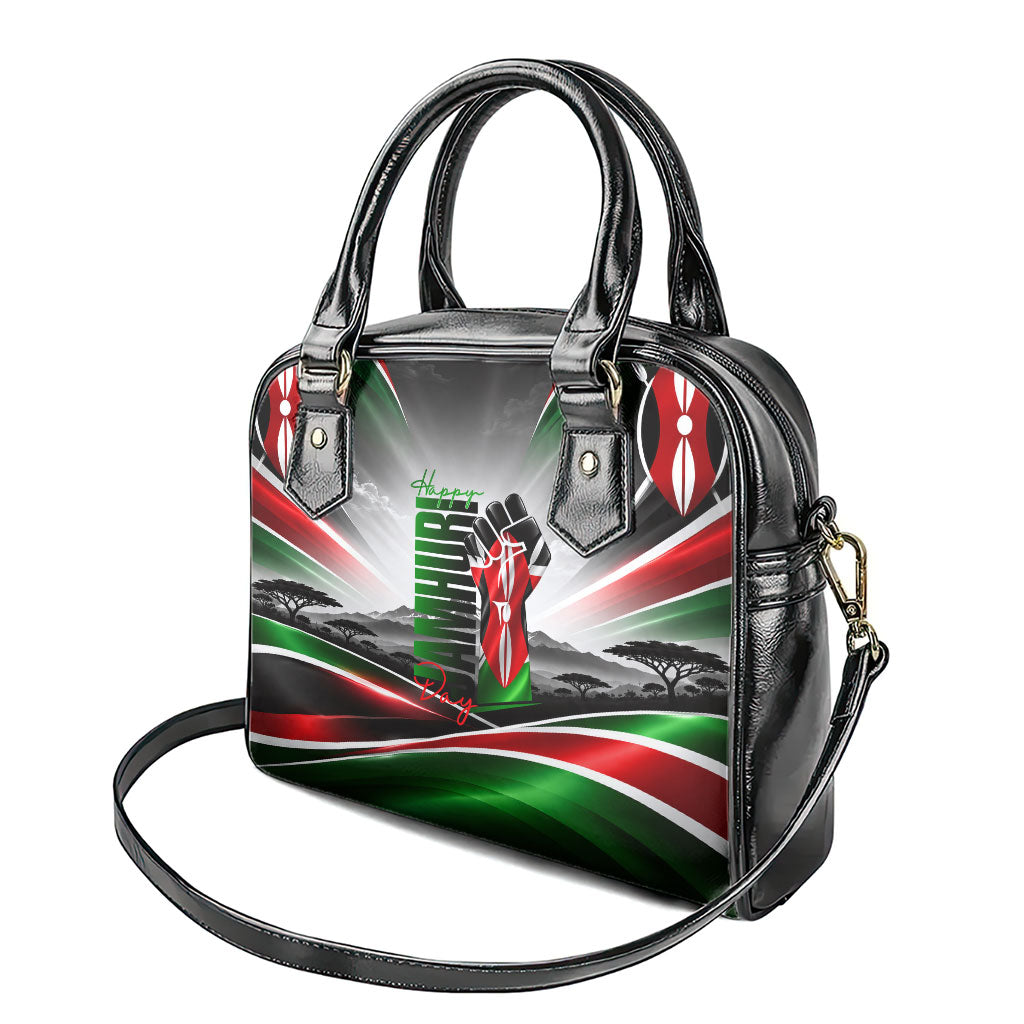 Kenya Jamhuri Day Shoulder Handbag Kenyan Flag Raised Fist Maasai Spear Landscape