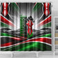 Kenya Jamhuri Day Shower Curtain Kenyan Flag Raised Fist Maasai Spear Landscape