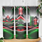 Kenya Jamhuri Day Skinny Tumbler Kenyan Flag Raised Fist Maasai Spear Landscape