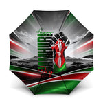 Kenya Jamhuri Day Umbrella Kenyan Flag Raised Fist Maasai Spear Landscape