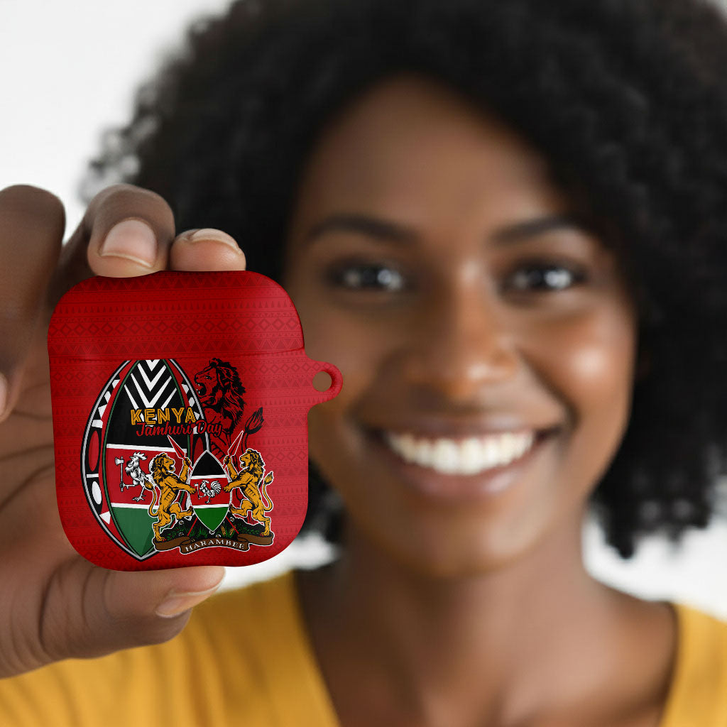 Kenya Jamhuri Day AirPods Case Harambee Spirit Lion Flag Tribal