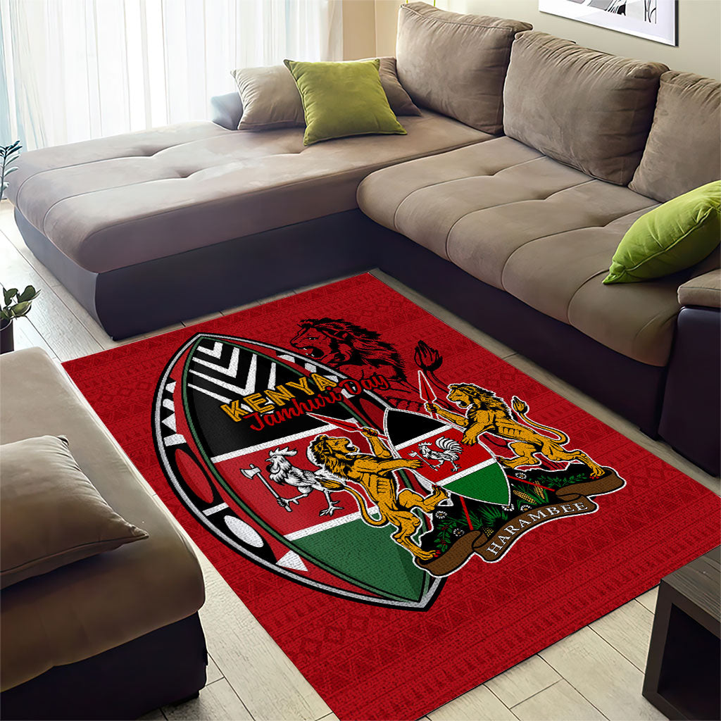 Kenya Jamhuri Day Area Rug Harambee Spirit Lion Flag Tribal