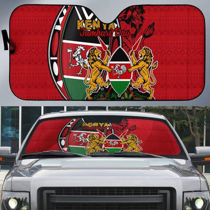 Kenya Jamhuri Day Auto Sun Shade Harambee Spirit Lion Flag Tribal
