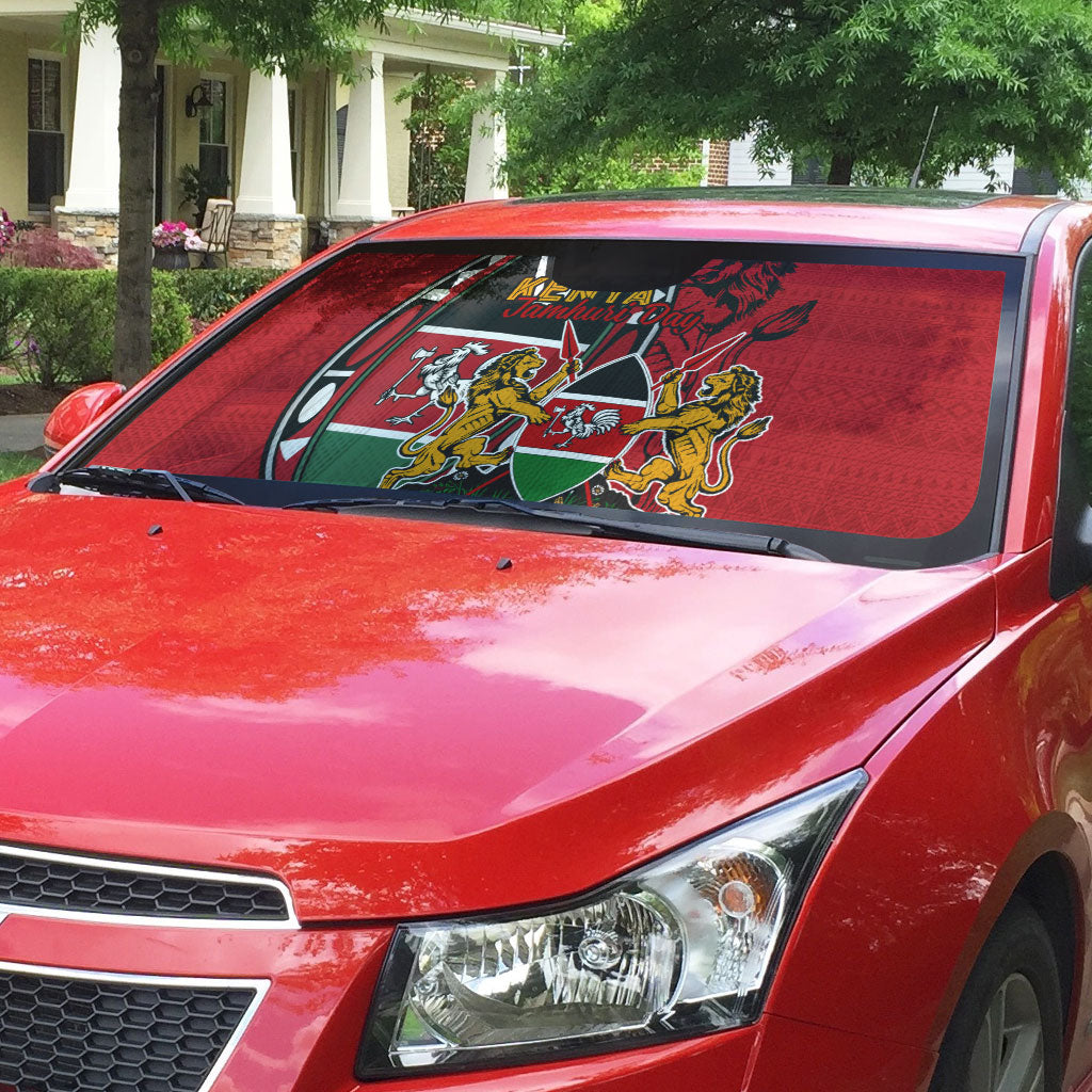 Kenya Jamhuri Day Auto Sun Shade Harambee Spirit Lion Flag Tribal