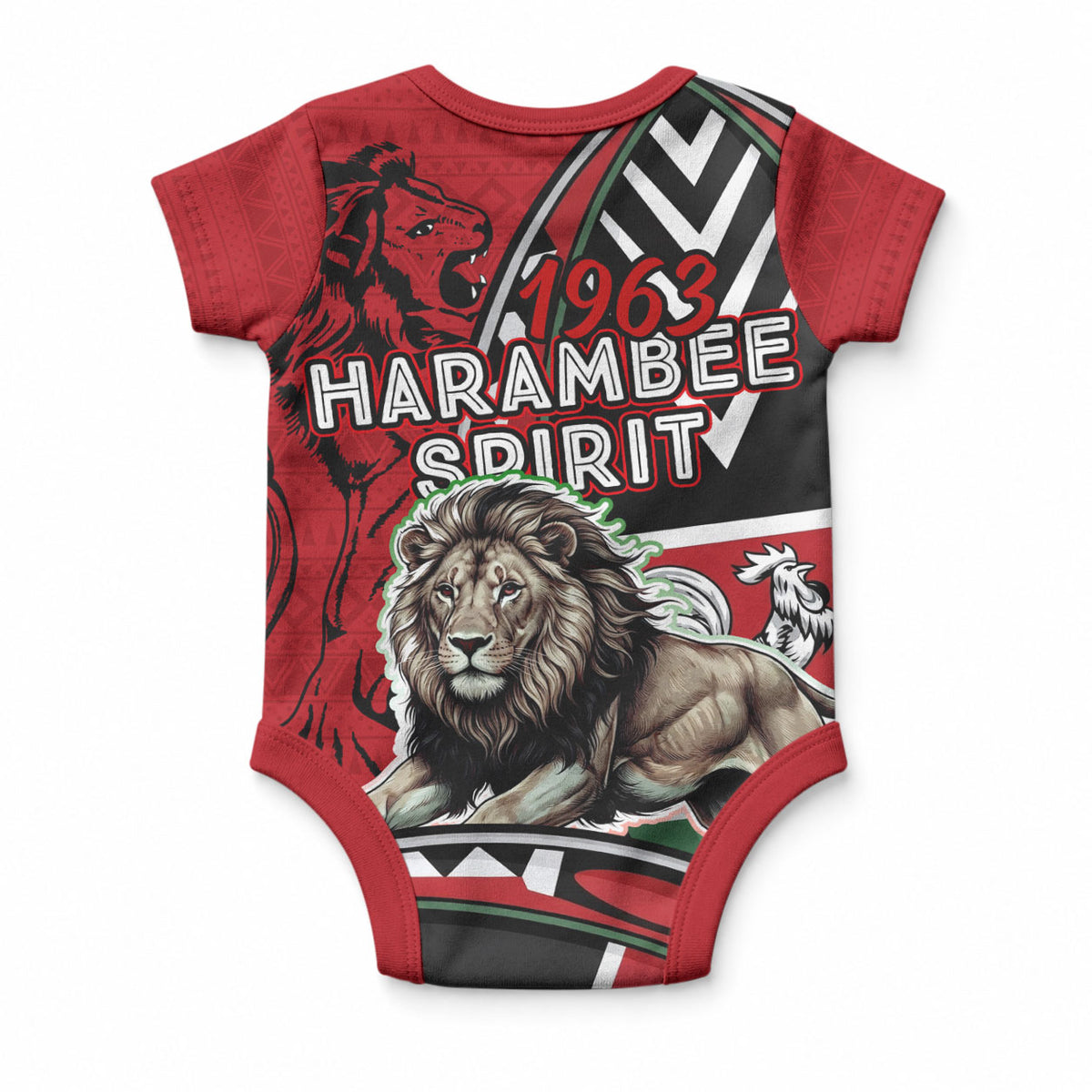 Kenya Jamhuri Day Baby Onesie Harambee Spirit Lion Flag Tribal