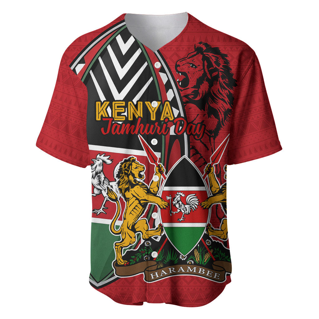 Kenya Jamhuri Day Baseball Jersey Harambee Spirit Lion Flag Tribal