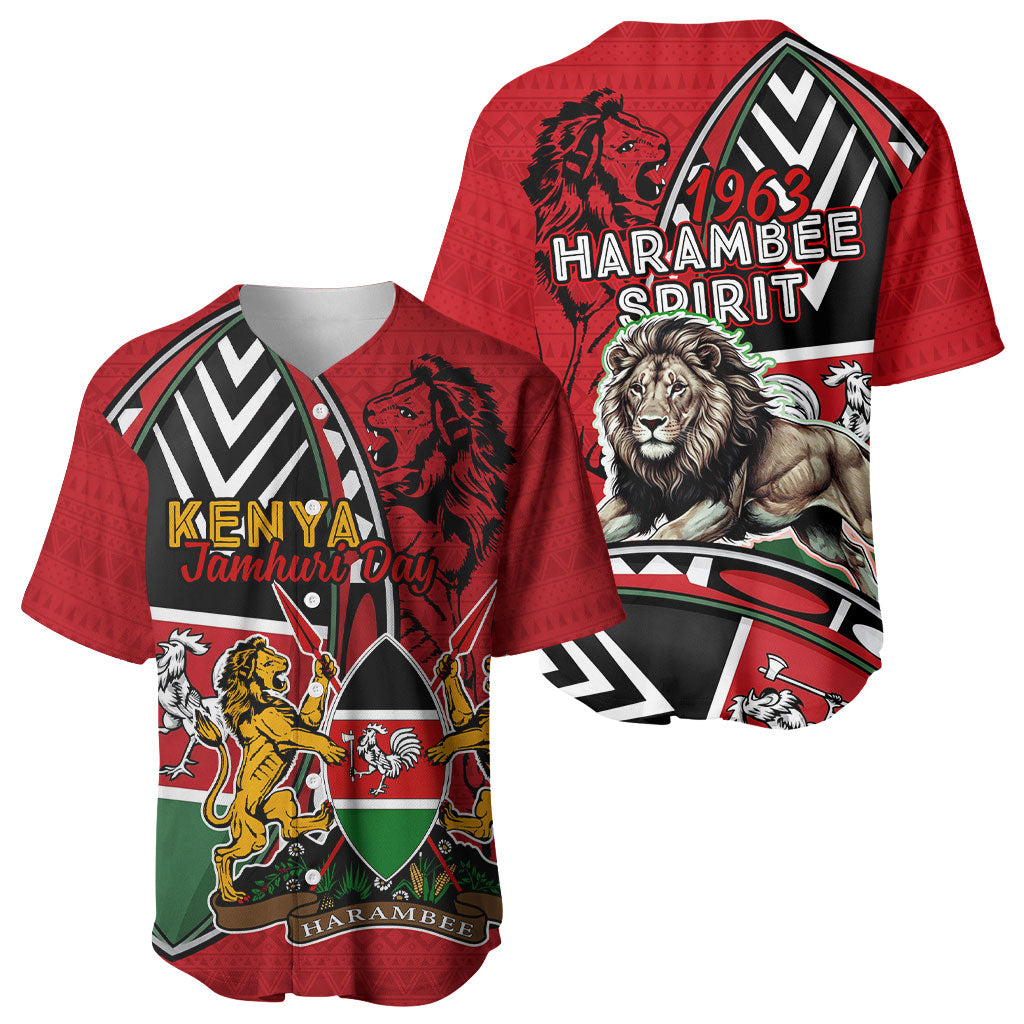 Kenya Jamhuri Day Baseball Jersey Harambee Spirit Lion Flag Tribal