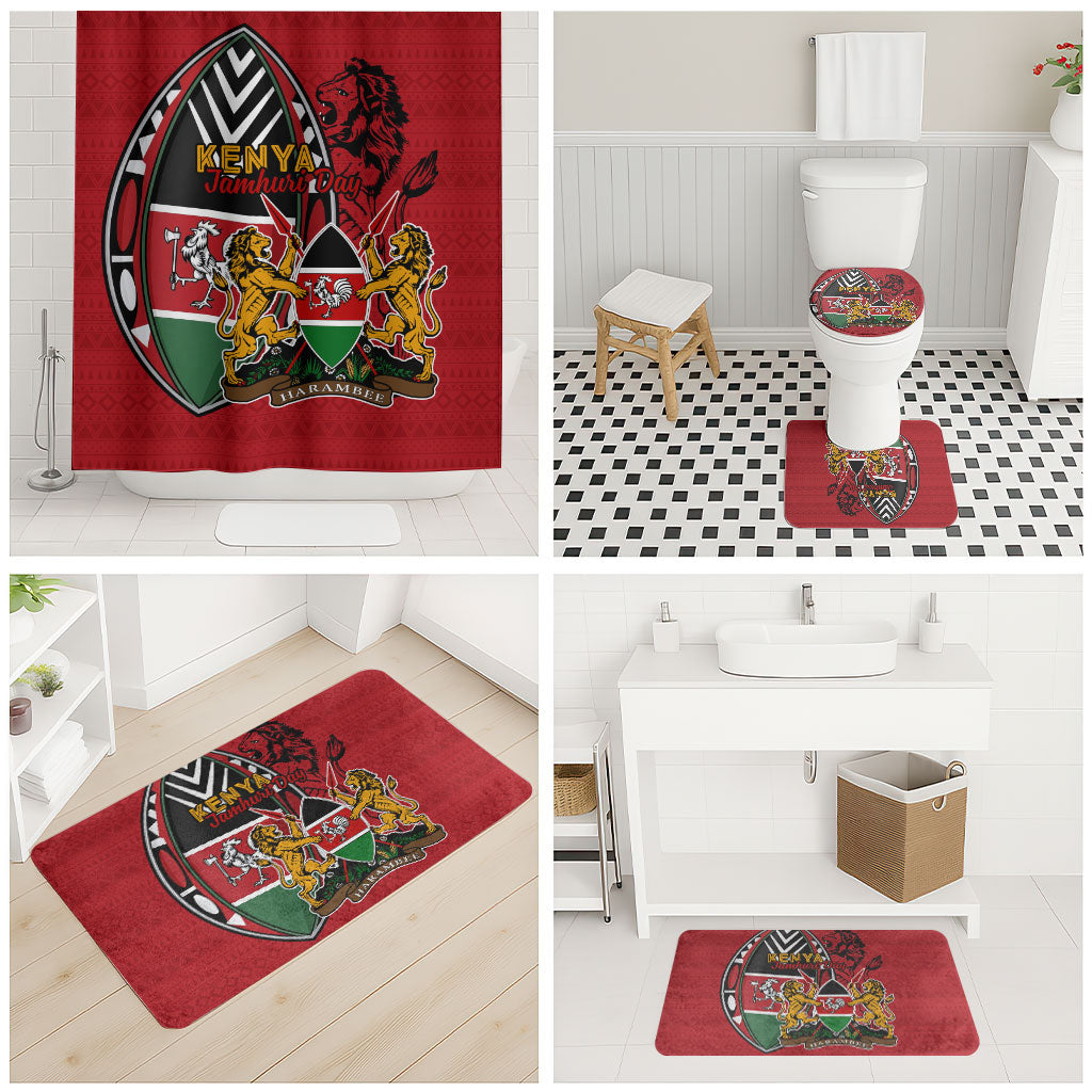 Kenya Jamhuri Day Bathroom Set Harambee Spirit Lion Flag Tribal
