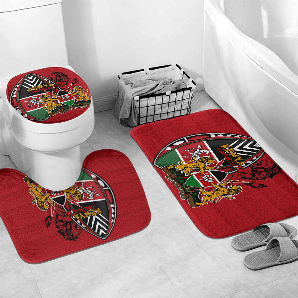 Kenya Jamhuri Day Bathroom Set Harambee Spirit Lion Flag Tribal