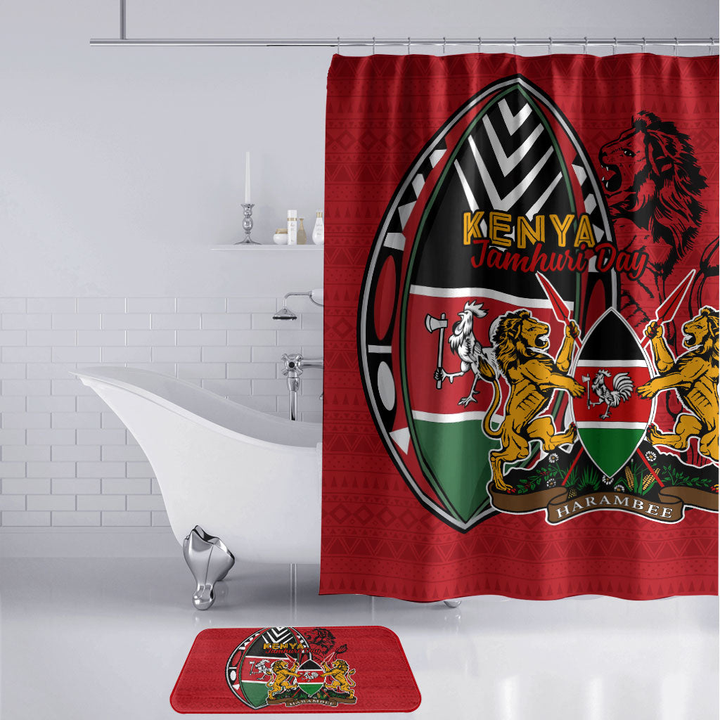 Kenya Jamhuri Day Bathroom Set Harambee Spirit Lion Flag Tribal