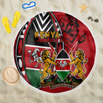 Kenya Jamhuri Day Beach Blanket Harambee Spirit Lion Flag Tribal
