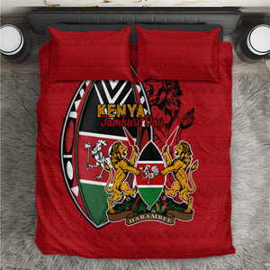 Kenya Jamhuri Day Bedding Set Harambee Spirit Lion Flag Tribal