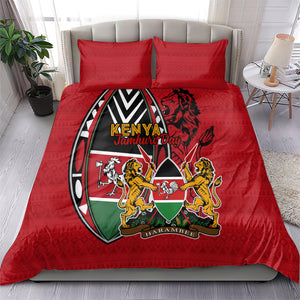 Kenya Jamhuri Day Bedding Set Harambee Spirit Lion Flag Tribal