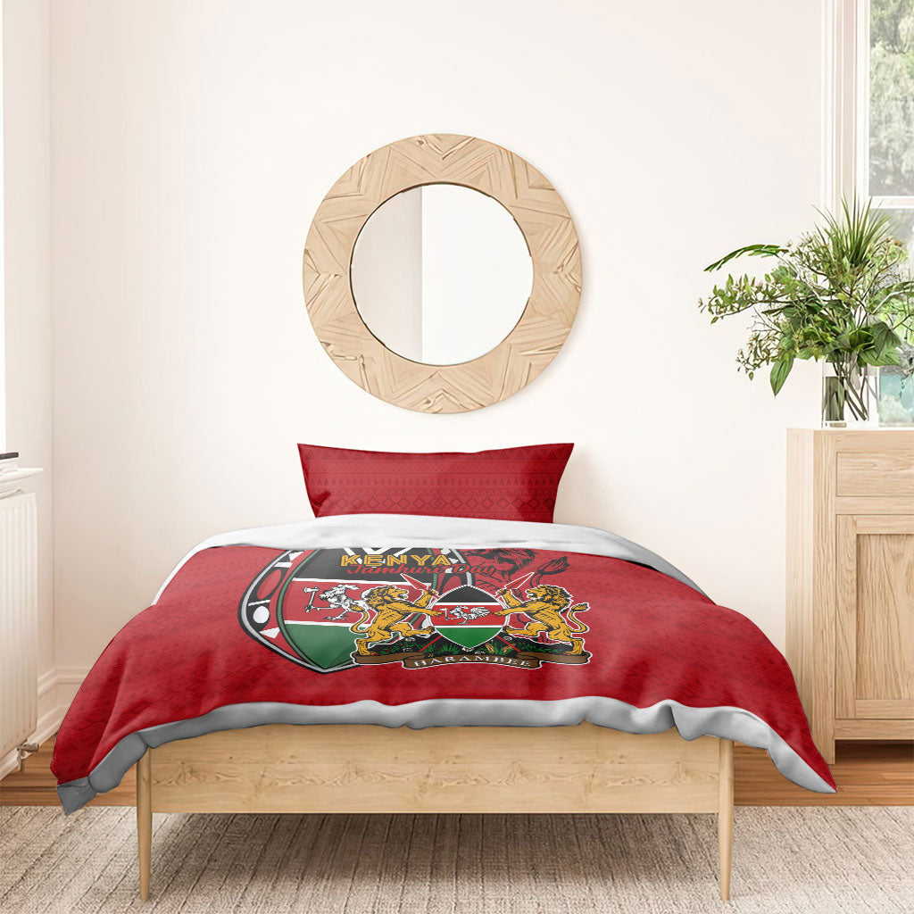 Kenya Jamhuri Day Bedding Set Harambee Spirit Lion Flag Tribal