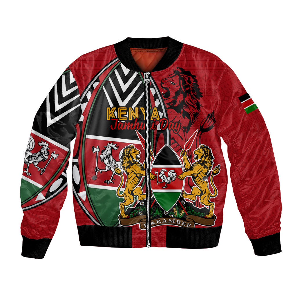 Kenya Jamhuri Day Bomber Jacket Harambee Spirit Lion Flag Tribal