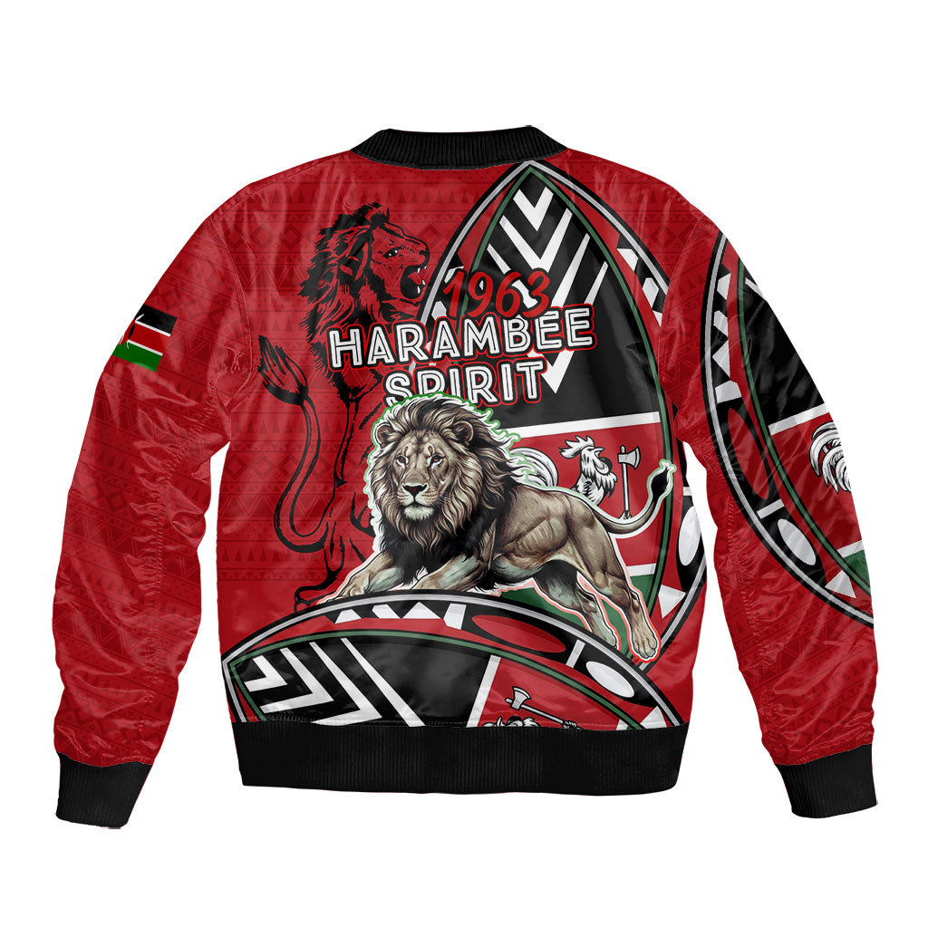 Kenya Jamhuri Day Bomber Jacket Harambee Spirit Lion Flag Tribal