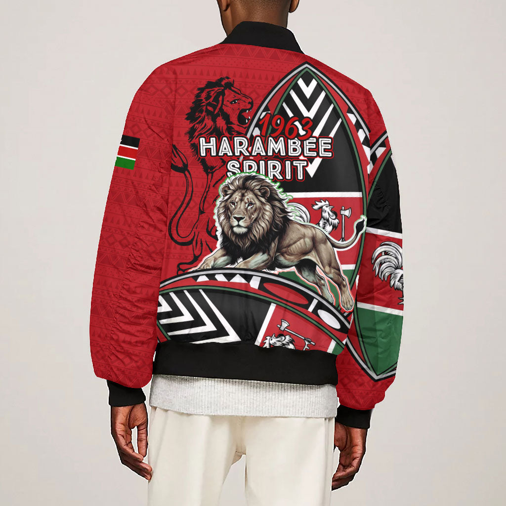 Kenya Jamhuri Day Bomber Jacket Harambee Spirit Lion Flag Tribal