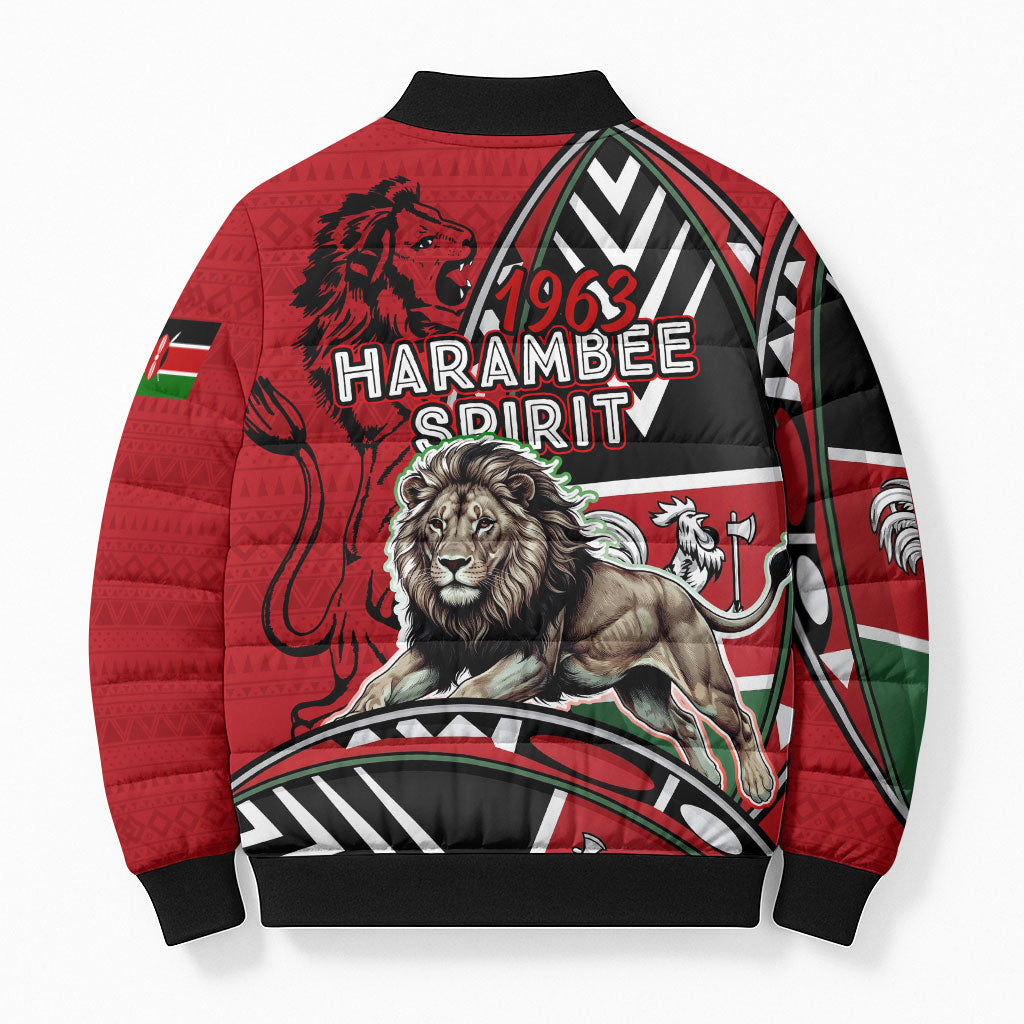 Kenya Jamhuri Day Bomber Puffer Jacket Harambee Spirit Lion Flag Tribal