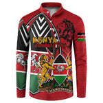 Kenya Jamhuri Day Button Sweatshirt Harambee Spirit Lion Flag Tribal