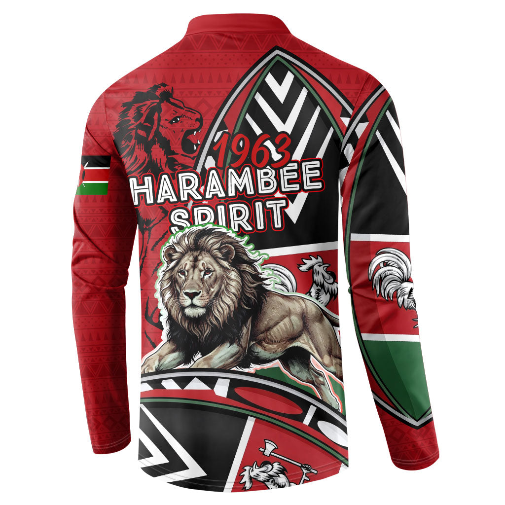 Kenya Jamhuri Day Button Sweatshirt Harambee Spirit Lion Flag Tribal
