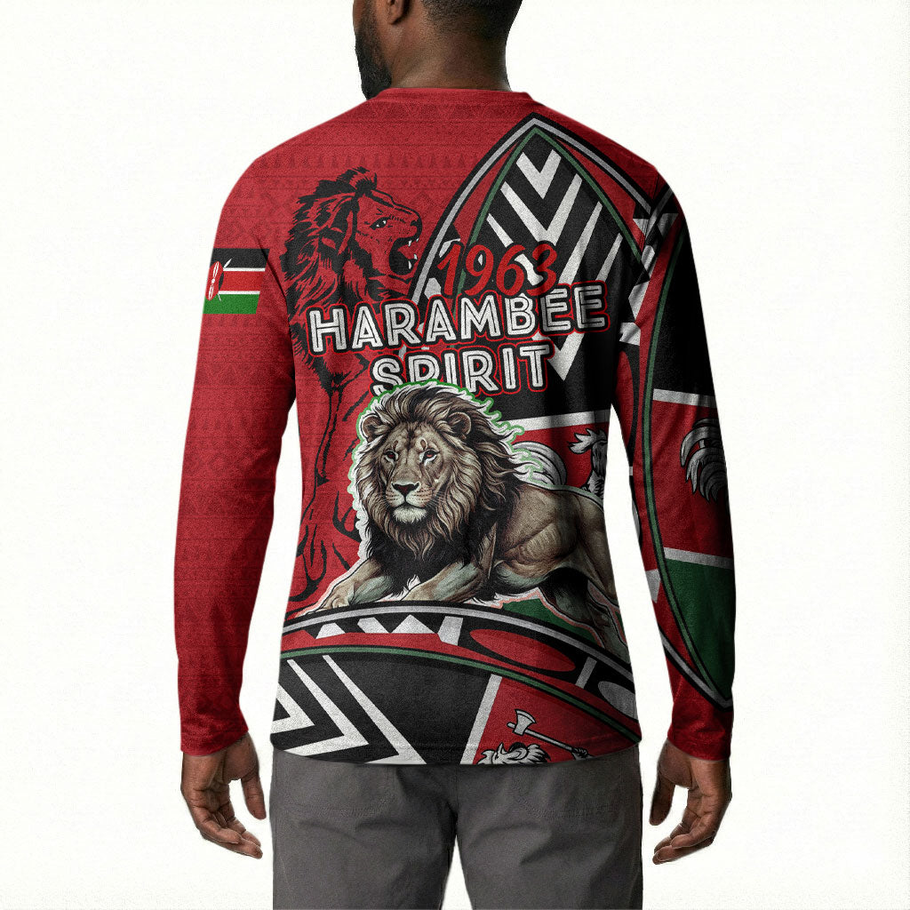 Kenya Jamhuri Day Button Sweatshirt Harambee Spirit Lion Flag Tribal