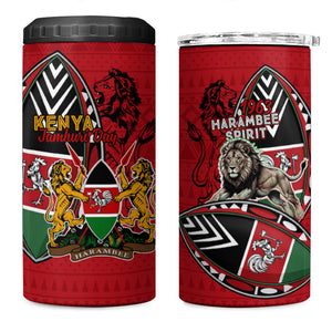 Kenya Jamhuri Day 4 in 1 Can Cooler Tumbler Harambee Spirit Lion Flag Tribal