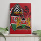 Kenya Jamhuri Day Canvas Wall Art Harambee Spirit Lion Flag Tribal