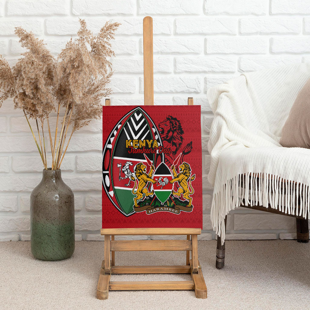 Kenya Jamhuri Day Canvas Wall Art Harambee Spirit Lion Flag Tribal