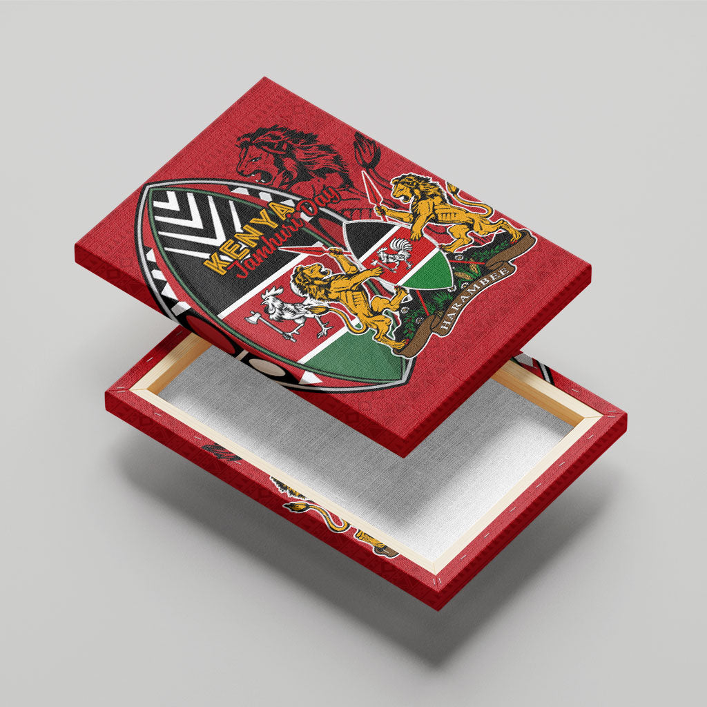 Kenya Jamhuri Day Canvas Wall Art Harambee Spirit Lion Flag Tribal