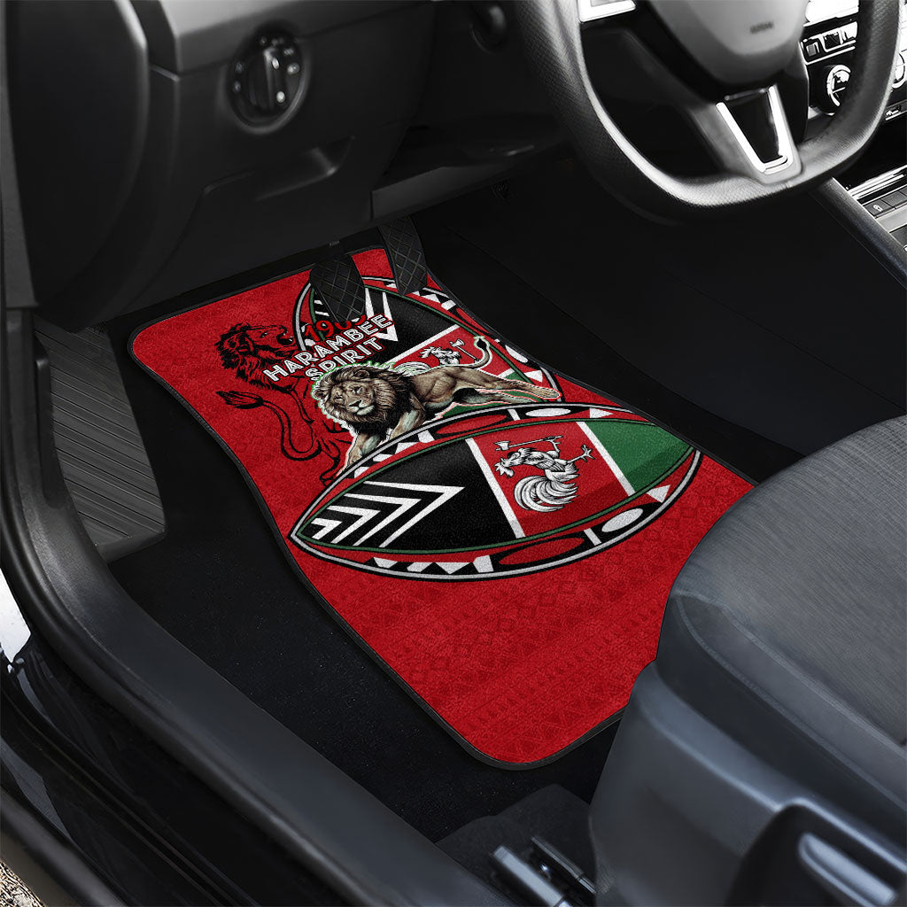Kenya Jamhuri Day Car Mats Harambee Spirit Lion Flag Tribal