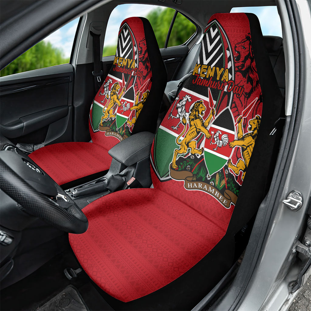 Kenya Jamhuri Day Car Seat Cover Harambee Spirit Lion Flag Tribal