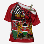 Kenya Jamhuri Day Cross Shoulder Shirt Harambee Spirit Lion Flag Tribal