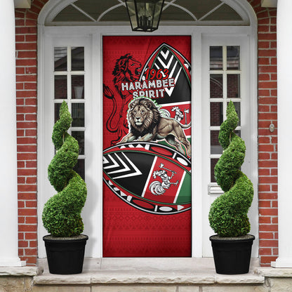 Kenya Jamhuri Day Door Cover Harambee Spirit Lion Flag Tribal